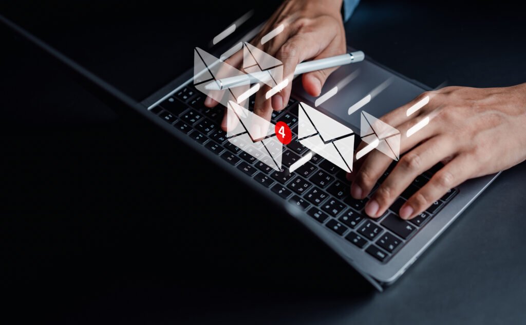 How are emails sent using SMTP?